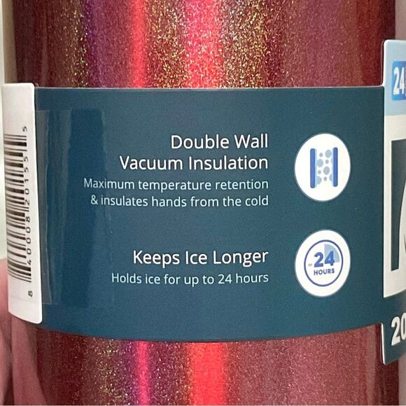 RTIC Lava Red Water Bottle 20oz Red Sparkle New Hot Cold Drinks Reuse - Picture 6 of 8